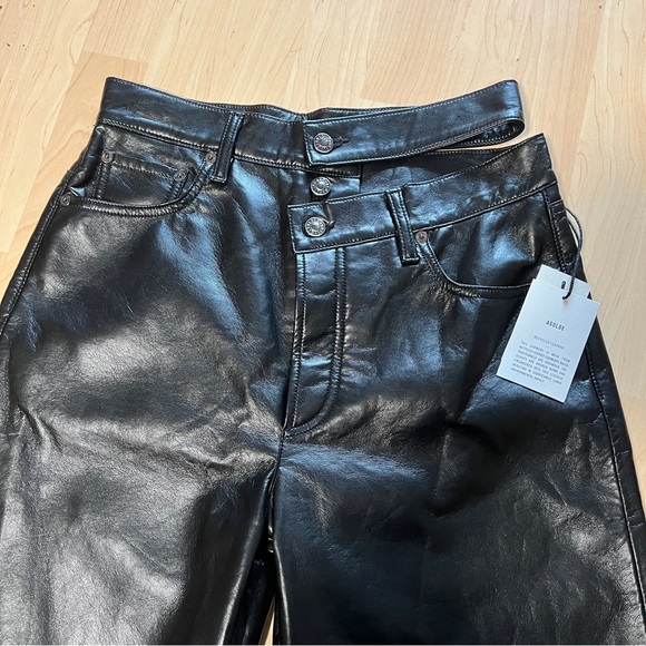 AGOLDE Recycled Leather Broken Waistband in Detox Black Size 27 retail $398 - Picture 7 of 15